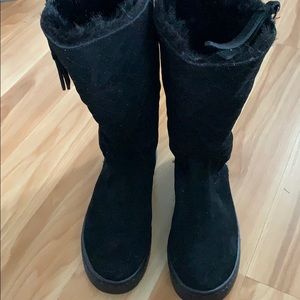Bass suede boots - faux fur lined 7.5 Black